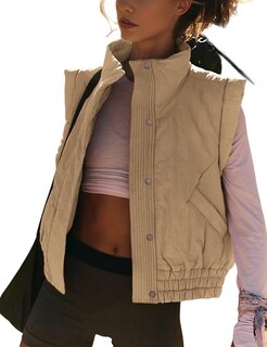 Foto 1 | Foto 1 | Chaleco Acolchado Skikyan Para Mujer Acolchado Con Botones Color Caqui Talla Xs - Venta Internacional.