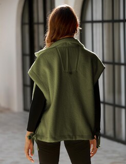 Foto 4 | Foto 4 | Chaleco Polar Nicfazy Para Mujer Chaqueta Sherpa Con Botones Color Verde Xl - Venta Internacional.