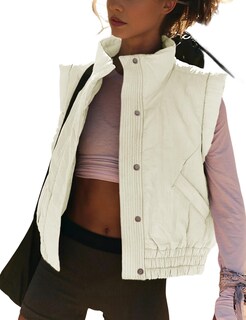 Foto 1 | Foto 1 | Chaleco Acolchado Skikyan Para Mujer Acolchado Con Botones Color Blanco Talla M - Venta Internacional.