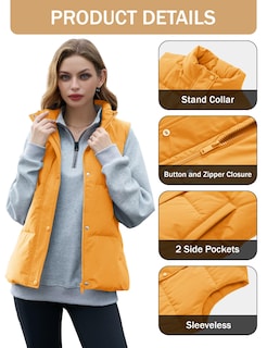 Foto 2 | Foto 2 | Chaleco Acolchado Yucolen Amarillo Para Mujer Otoño-invierno 2024 - Venta Internacional.