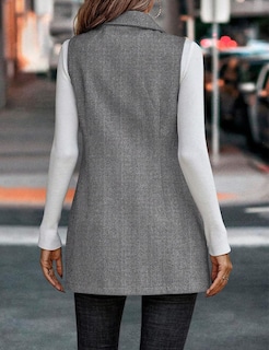 Foto 2 | Foto 2 | Chaqueta Blazer De Tweed Sin Mangas Largas Idealsanxun Para Mujer - Venta Internacional.