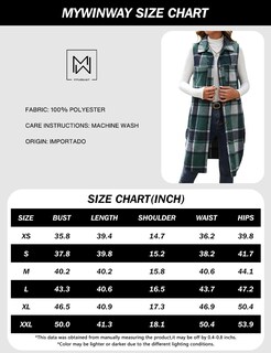 Foto 7 | Foto 7 | Chaleco Mywinway Largo A Cuadros Para Mujer 2024 Otoño Invierno Verde Xl - Venta Internacional.