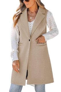 Foto 1 | Foto 1 | Chaleco Idealsanxun Chaqueta Blazer Larga De Lana Sin Mangas Para Mujer - Venta Internacional.
