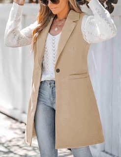 Foto 5 | Foto 5 | Chaleco Idealsanxun Chaqueta Blazer Larga De Lana Sin Mangas Para Mujer - Venta Internacional.
