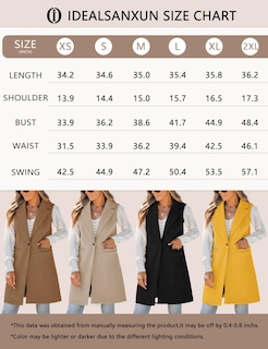 Foto 7 | Foto 7 | Chaleco Idealsanxun Chaqueta Blazer Larga De Lana Sin Mangas Para Mujer - Venta Internacional.