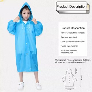 Foto 6 | Foto 6 | Capa Tipo Poncho Impermeable Para Niños Lluvia Y Viento Con Sombrero Estándar - Venta Internacional.