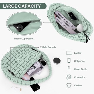 Foto 4 | Foto 4 | Bolso De Mano Juoxeepy  Acolchado  Grande  Acolchado  De Nailon Con Hombros - Venta Internacional.