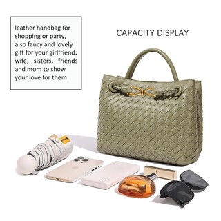 Foto 5 | Foto 5 | Bolsos Hobo Driitko De Piel Tejida Con Hombros Cruzados Color Verde - Venta Internacional.