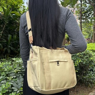 Foto 2 | Foto 2 | Bolso De Lona Viwime Para Mujer Con Bolsillos  Bandolera  Color Caqui - Venta Internacional.