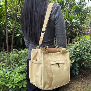 Foto 3 | Foto 3 | Bolso De Lona Viwime Para Mujer Con Bolsillos  Bandolera  Color Caqui - Venta Internacional.