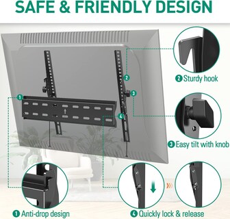 Foto 5 | Foto 5 | Soporte De Pared Para Tv Elived Con Certificación Ul Inclinable De 26 A 55 Pulgadas Y 45 Kg - Venta Internacional.