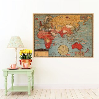 Foto 3 | Foto 3 | Adhesivo De Pared De Pvc Extraíble Con Mapa Del Mundo Retro Multicolor - Venta Internacional.