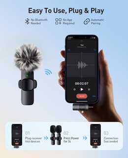 Foto 3 | Foto 3 | Mini Micrófono Meneresas 3 En 1 Inalámbrico Lavalier Para Iphone - Venta Internacional.