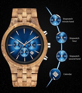 Foto 3 | Foto 3 | Reloj Wastime Cronógrafo De Madera Militar Casual Para Hombre Y Mujer - Venta Internacional.