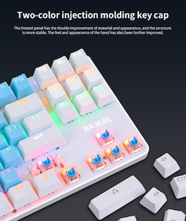 Foto 5 | Foto 5 | Teclado Mecánico Fkz Bajeal 87 Teclas Rgb Retroiluminado Blanco Rosa - Venta Internacional.