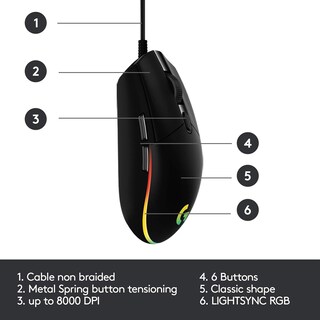 Foto 6 | Foto 6 | Ratón Para Juegos Logitech G G102 2.ª Generación Light Sync 8000 Dpi - Venta Internacional.