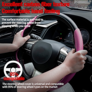 Foto 2 | Foto 2 | Funda Para Volante Amiss Car  Fibra De Carbono  Antideslizante  Rosa - Venta Internacional.