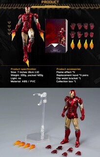 Foto 7 | Foto 7 | Figura De Acción Ovonni Ironman Mk6 De 7 Pulgadas Con Accesorios - Venta Internacional.
