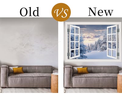 Foto 6 | Foto 6 | Adhesivo De Pared Flfk Para Ventana Falsa Bosque Nevado De Coníferas 80 X 60 Cm - Venta Internacional.
