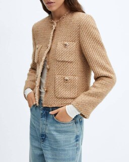 Foto 3 | Foto 3 | Chaqueta Tipo Blazer Yexpine Cropped Tweed Para Mujer Color Marrón - Venta Internacional.