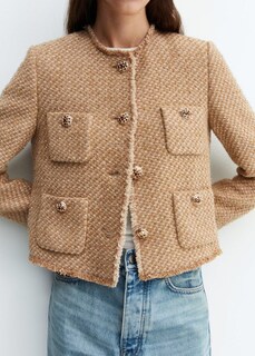 Foto 4 | Foto 4 | Chaqueta Tipo Blazer Yexpine Cropped Tweed Para Mujer Color Marrón - Venta Internacional.
