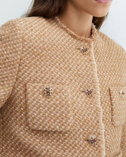 Foto 5 | Foto 5 | Chaqueta Tipo Blazer Yexpine Cropped Tweed Para Mujer Color Marrón - Venta Internacional.