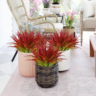 Foto 4 | Foto 4 | Planta De Césped Artificial Dehoxara Resistente A Los Rayos Uv 24 Unidades Color Rojo Rosa - Venta Internacional.