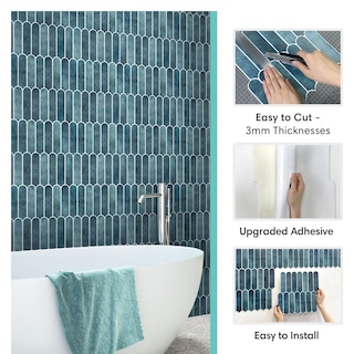 Foto 5 | Foto 5 | Azulejo De Pared Con Forma De Mosaico Commomy 3d Azul Despega Y Pega 29 7 X 29 7 Cm - Venta Internacional.