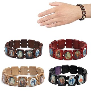 Foto 1 | Foto 1 | Pulseras Religiosas Wbty De Madera Elásticas Católicas 4 Unidades - Venta Internacional.