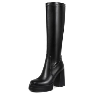 Foto 1 | Foto 1 | Botas Altas Hasta La Rodilla Wetviro Para Mujer Tacón De Plataforma Color Negro 11 Cm - Venta Internacional.