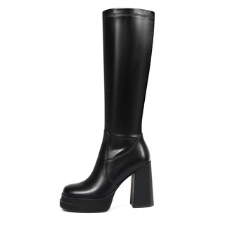 Foto 2 | Foto 2 | Botas Altas Hasta La Rodilla Wetviro Para Mujer Tacón De Plataforma Color Negro 11 Cm - Venta Internacional.