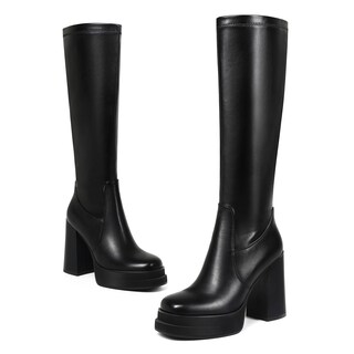 Foto 3 | Foto 3 | Botas Altas Hasta La Rodilla Wetviro Para Mujer Tacón De Plataforma Color Negro 11 Cm - Venta Internacional.