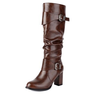 Foto 1 | Foto 1 | Botines Foremode De Piel Gótica Con Tacón Ancho Con Tachuelas Marrones - Venta Internacional.
