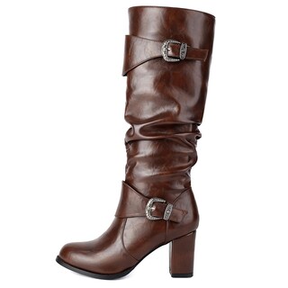 Foto 2 | Foto 2 | Botines Foremode De Piel Gótica Con Tacón Ancho Con Tachuelas Marrones - Venta Internacional.