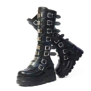 Foto 1 | Foto 1 | Botas Hasta La Rodilla Atsroel Con Plataforma Cuña Y Punta Cuadrada Para Mujer - Venta Internacional.
