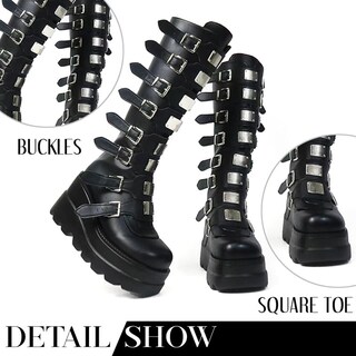Foto 2 | Foto 2 | Botas Hasta La Rodilla Atsroel Con Plataforma Cuña Y Punta Cuadrada Para Mujer - Venta Internacional.