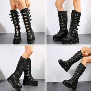 Foto 3 | Foto 3 | Botas Hasta La Rodilla Atsroel Con Plataforma Cuña Y Punta Cuadrada Para Mujer - Venta Internacional.