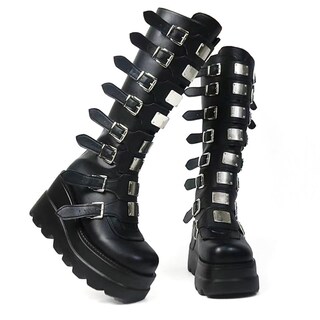 Foto 4 | Foto 4 | Botas Hasta La Rodilla Atsroel Con Plataforma Cuña Y Punta Cuadrada Para Mujer - Venta Internacional.