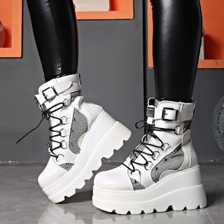 Foto 3 | Foto 3 | Botas Con Plataforma Macvise Para Mujer  Tacón Alto Y Grueso 01white 42 - Venta Internacional.
