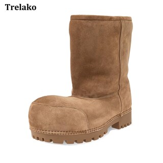 Foto 2 | Foto 2 | Botas De Nieve Trelako Suede Platform Para Mujer Con Piel De Invierno - Venta Internacional.