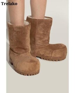 Foto 3 | Foto 3 | Botas De Nieve Trelako Suede Platform Para Mujer Con Piel De Invierno - Venta Internacional.