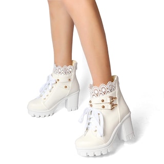 Foto 5 | Foto 5 | Botines Con Plataforma Meotina Botas Gruesas Blancas Para Mujer - Venta Internacional.
