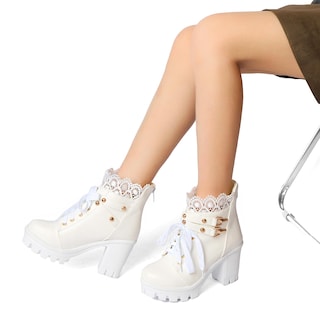 Foto 6 | Foto 6 | Botines Con Plataforma Meotina Botas Gruesas Blancas Para Mujer - Venta Internacional.