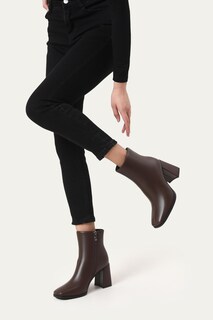 Foto 6 | Foto 6 | Botines Wetviro Para Mujer Tacón Grueso Marrón Punta Cuadrada - Venta Internacional.