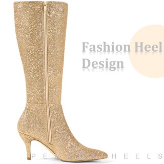 Foto 4 | Foto 4 | Botas Hasta La Rodilla Perphy Sparkly Glitter Con Tacón De Aguja Para Mujer - Venta Internacional.