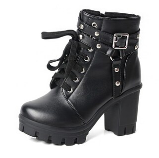 Foto 1 | Foto 1 | Botas Con Plataforma Meotina Goth  Gruesas  De Tacón Alto  Negras  Para Mujer - Venta Internacional.