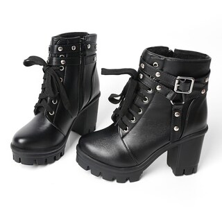 Foto 2 | Foto 2 | Botas Con Plataforma Meotina Goth  Gruesas  De Tacón Alto  Negras  Para Mujer - Venta Internacional.