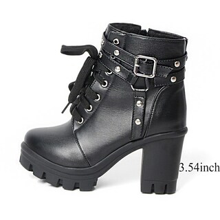 Foto 4 | Foto 4 | Botas Con Plataforma Meotina Goth  Gruesas  De Tacón Alto  Negras  Para Mujer - Venta Internacional.