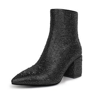 Foto 1 | Foto 1 | Botas Wetkiss Rhinestone Para Mujer Negras Con Tacón Bajo - Venta Internacional.