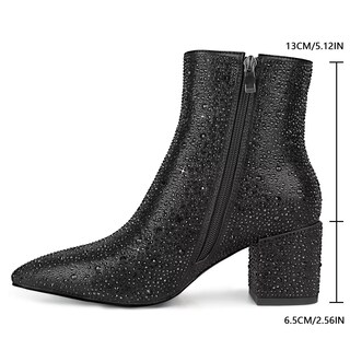 Foto 2 | Foto 2 | Botas Wetkiss Rhinestone Para Mujer Negras Con Tacón Bajo - Venta Internacional.